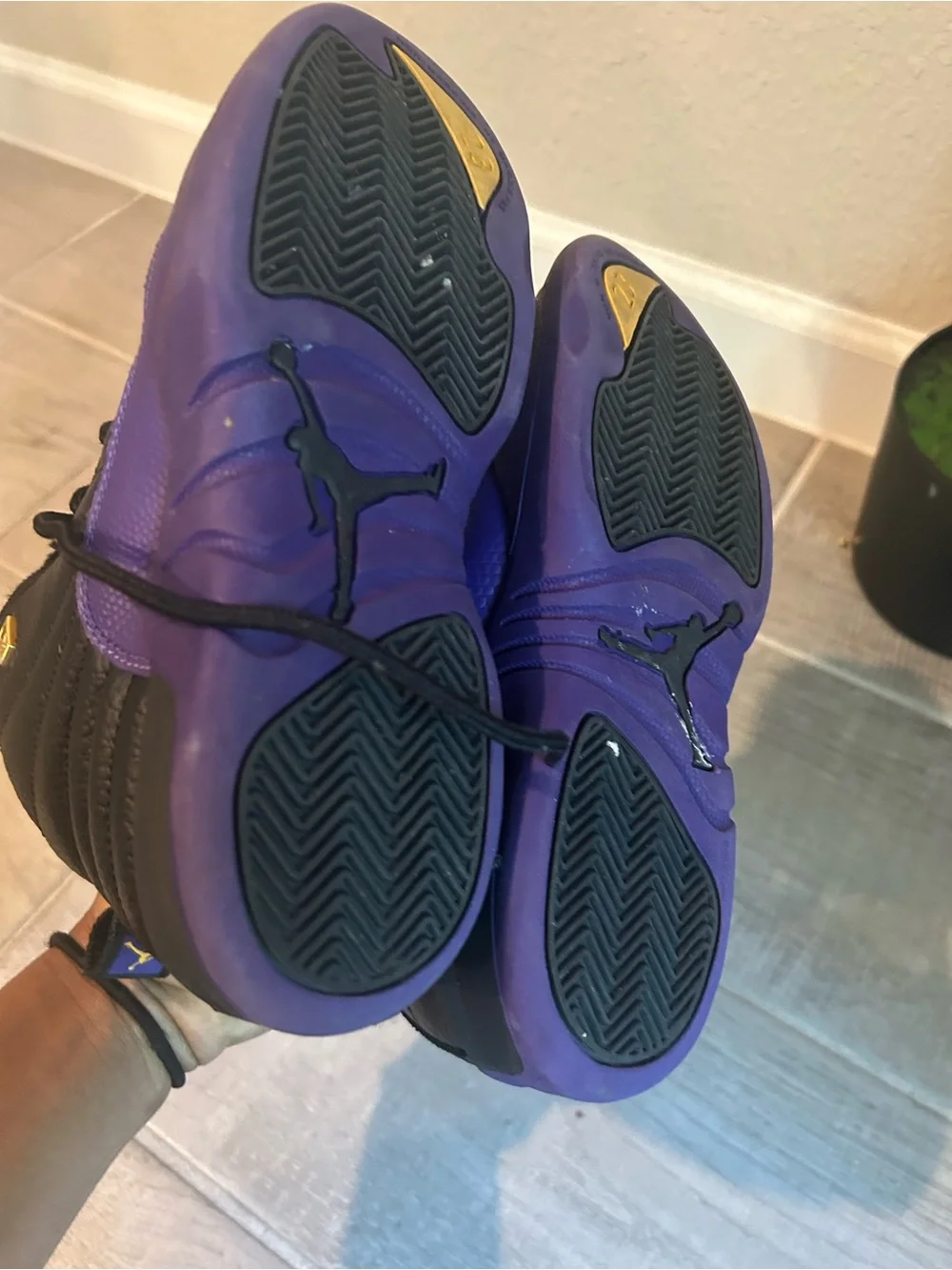 Jordan Black and Purple High-Top Sneakers